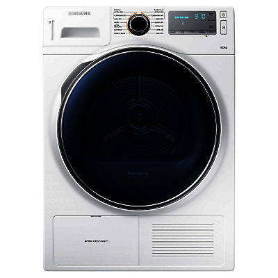 Samsung DV80H8100HW Heat Pump Condenser Tumble Dryer, 8kg Load, A++ Energy Rating, White Samsung DV80H8100HW Heat Pump Condenser Tumble Dryer, 8kg Load, A++ Energy Rating, White